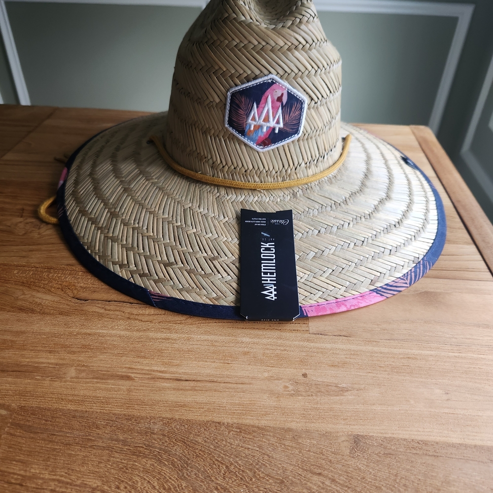 Hemlock Natural Straw Hat with Pink and Blue Accents
